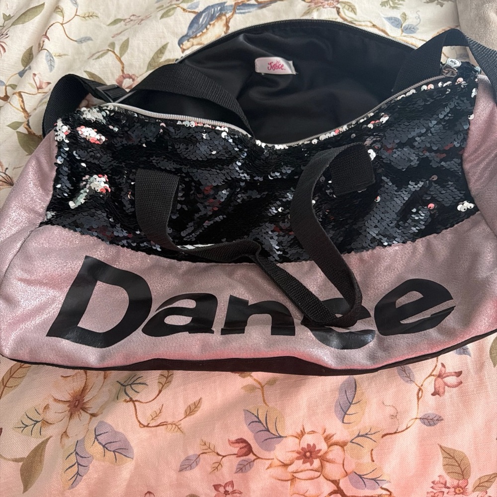 Justice Black and Pink Sequin Bag